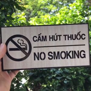 Biển báo cẩm hút thuốc bằng gỗ bảng gỗ treo tường bảng decor trang trí văn phòng làm việc chung cư khách sạn nhà hàng