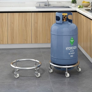Heavy-Duty Stainless Steel Gas Cylinder Dolly with Locking Wheels - Safe & Easy Mobility for Standard Propane Tanks Propane Tank Holder