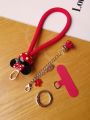 Thickened Woven Phone Strap Mickey Mouse Pendant Short Wristband Anti-Loss Phone Case Chain Keychain Handheld Anti-Fall Rope Unisex. 