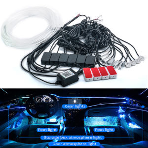 1 Set 14 In 1 LED Ambient Light RGB Neon Light Strip  Bluetooth Auto Accessories Interior Decoration Led Dashboard For Car 12V