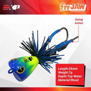 EXP Fire Jaw Jump Frog Snakehead Fishing Lure Woodmade