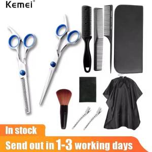 Kemei Household hair clipper 11 piece set flat toothed scissors stainless steel thin hair clipper
