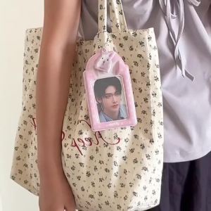 Girl Cartoon Animal Transparent Hollow Card Holder Student 3 Inch Kpop Pendant Card Case School ID Card Pouch