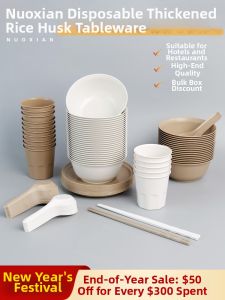 NUOXIAN | Rice Husk Eco-friendly Tableware Kit for Camping Picnic Restaurant Banquet