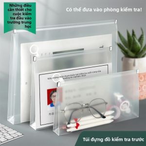 MONLEYTA | Túi đựng bút chì trong suốt bằng nhựa Túi đựng tài liệu thi trung học phổ thông Túi đựng bút chì bằng khóa kéo A4 Túi đựng giấy tờ chống thấm nước
