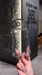Luxury Plating Shockproof Clear Phone Case For iPhone 17 16 15 14 Plus 13 12 11 17 Pro Max Soft Bumper With Lens Protector Cover