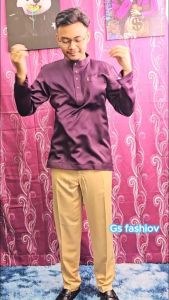 (Free Butang) Full Set baju malayu shirt for men traditional casual short sleeve S-XXL in 10 colors