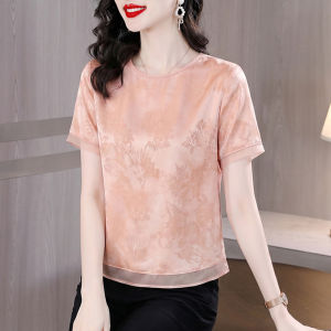 DAIXIANGFEIZI | Áo Blouse Chiffon Mùa Hè Thời Trang Kiểu Satin Tay Ngắn