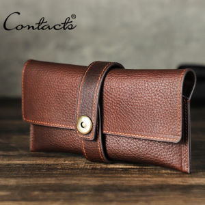 CONTACTS Genuine Leather Retro Glasses Case Portable Organizer Eye Glasses Pouch Travel Protective Glasses Box Eyewear Case
