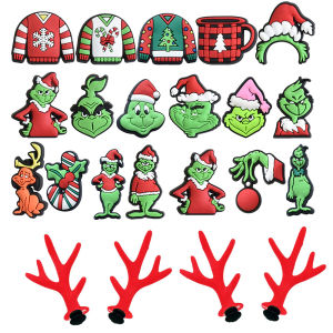 Hot Toys | 9-22Pcs Christmas Green Cartoon Shoes Charms Cartoon Clog Sandal Garden Shoe Decoration Accessorie Buckles Kids Party Gifts