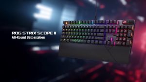 ASUS XA11 ROG Strix Scope II gaming keyboard with pre-lubed ROG NX Snow | Storm mechanical switches sound-dampening