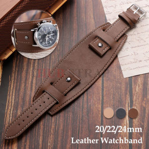 20 22mm 24mm Bund Strap Mens Watch Band Vintage Cowhide Cuff Watchband Bracelet Deep Brown Black Light Brown Color Watch Strap