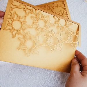 Laser cut Die Cut Sunflower Floral Flower Garden Theme 5x7 (5R) Trifold Pocketfold Invitation Card Cover for Wedding Birthday Christening Debut 18th Birthday | Available in many colors | Crafter Bax