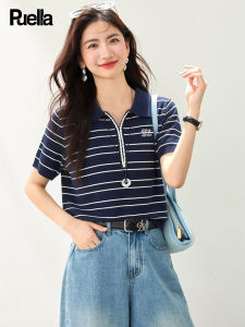 puella | Slim Fit Vintage Striped Polo Neck Shirt