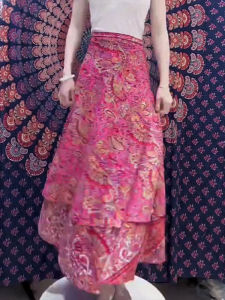 Retro Asian Style Color Block High Waist Midi Skirt for Women Fashionable One-Piece Summer Wardrobe With Slimming Effect