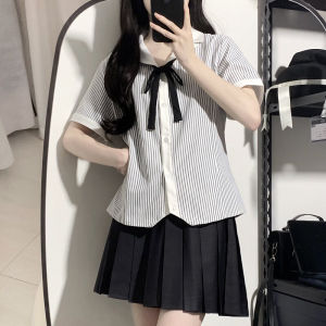 JK เสื้อเชิ้ตสีขาวผู้หญิงสำหรับฤดูใบไม้ผลิและฤดูใบไม้ร่วงชุดยูนิฟอร์มทรงหลวมไซส์ใหญ่ออกแบบเองสำหรับคนตัวเล็กเสื้อเชิ้ตสีขาวเก็บเอวสไตล์สาวแซ่บสไตล์เพรพพี้