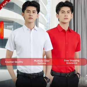 Pure Red Short Sleeve Shirt Large Size