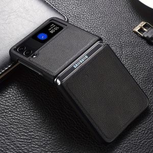 Luxury Business Style Retro Litchi Texture Case for Samsung Galaxy Z Flip 8 6 5 4 3 5G Flip7 FE Ultra Thin Hard Shockproof Cover