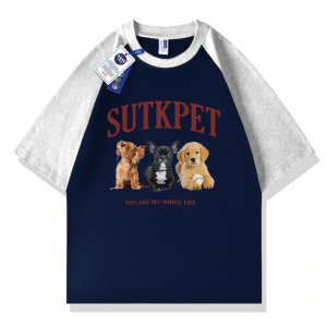 Cotton Splice Raglan Sleeves Fashion Casual Loose Printed T-Shirts
