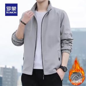 ROMON | แจ็คเก็ตคอตั้งลำลองสำหรับผู้ชาย ฤดูใบไม้ผลิและฤดูใบไม้ร่วง แจ็คเก็ตกันลมแบบหลวมๆ สำหรับกลางแจ้ง แจ็คเก็ตกันลมแบบสวมใส่สบายสำหรับทำงาน