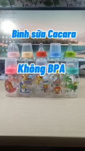 Bình sữa Cacara cho bé bình sữa cổ hẹp 140ml 250ml núm vú siêu mềm núm ti chống sặc chống đầy hơi không BPA