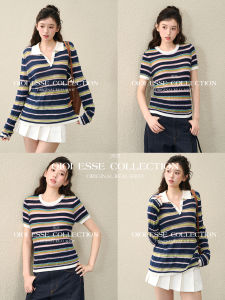 OIOI ESSE | Áo Knit Sọc Màu Khối cho Nữ