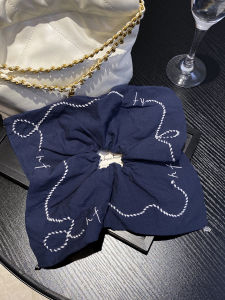 Fashionable Simple Embroidered Holiday Hair Tie Womens New 2025 Navy Style Headband Hair Accessory by He Jia Chuchuacc