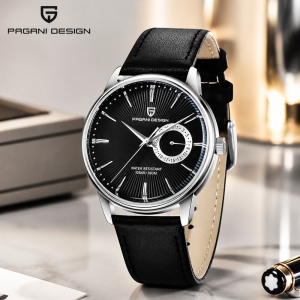 PAGANI DESIGN Top Brand 40MM Mens Quartz Watch Stainless Steel Leather Strap 100M Waterproof Business Leisure Watch