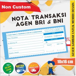 Nota Agen BRI Link Siap Pakai - Kuitansi Bukti Transfer Usaha 1 & 2 Ply