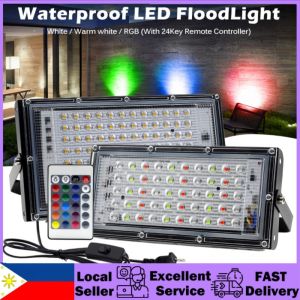 【Fast Delivery】LED Flood Light 50W 220V RGB Spotlight Bright IP66 Waterproof Outdoor Light for Street Square Garden Bigorder