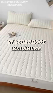 Waterproof Fitted Bedsheet / 360° Full-Wrap Fitted Sheet / Soft Washable Soy Fiber Quilted Sheet Local Stock