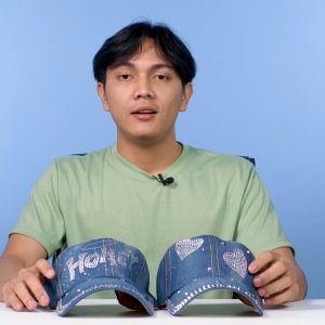 Topi Denim Tulisan Honey / Karakter STAR / LOVE  bling bling Cap baseball cewek