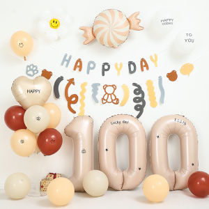 Ins Style Baby 100 Days Full Moon Celebration Decoration Boys Girls Photo Background Wall Party Arrangement Aluminum Foil Balloons