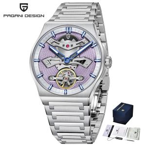 Pagani Design | PAGANI DESIGN PD-YS028 Mens Automatic Mechanical Watch Skeleton Openwork Dial Stainless Steel Bracelet Sapphire Crystal Lux