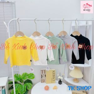 [Deal Ngon] Áo Thun Lạnh Cổ Lọ Dài Tay Cho Bé Trai Gái 8-18kg Áo Tay Dài Cổ 3 Phân Cho Bé Trai Gái ÁO GẤU 3P Bé_Xinh_Shop