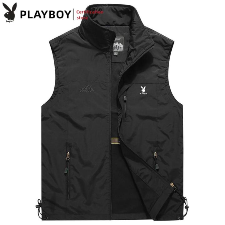 PLAYBOY Men's Vest Casual Fashion Outdoor Sports Vest Waterproof and ...