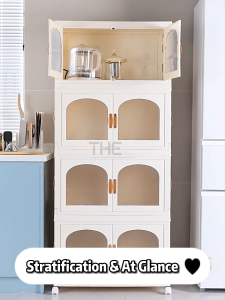 THE L47-70cm (1-5 Layers) 2 Doors 4 Sides Opening Stackable Foldable Storage Cabinet Storage Box