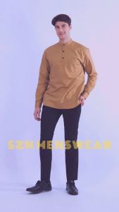 Szn - Kemeja Koko Pria Lengan Panjang I Kemeja Koko Grey Pria Lengan Panjang Exclussive Premium