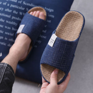 TZLDN | Mens Large Size Flax Summer Indoor Slipper