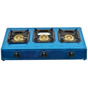 Petroleum gas stove with a large three-burner stainless steel gas burner