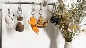 Cute Cat Keychain for Women Men Funny Key Ring Animal Car Handbag Accessories Gift