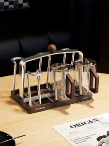 Stainless Steel Drain Cup Holder Middle-Aged Style Home Living Room Dining Table Tea Cup Coffee Cup Storage Rack Organizer