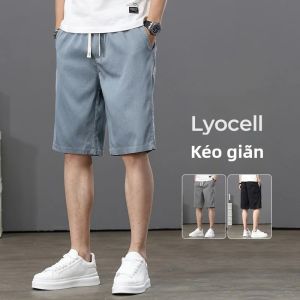 Quần Short Nam Mùa Hè Chất Liệu Lyocell Mỏng Kiểu Dáng Suông Rộng Thoải Mái Co Giãn Thoáng Khí Lưng Thun Cạp Trung Thời Trang Thích Hợp Cho Việc Chạy Bộ