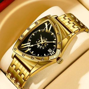 Stainless Steel Band Men Watches For Men Business Unique Design Watches Male Clock Date Gold Top Brand Luxury Quartz Wristwatch