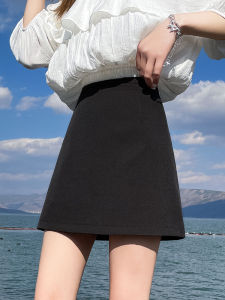 Business Womens Short Skirt A-Line Mini Skirt High Waist Black Fabric Anti-Light White Half Skirt Summer Slimming Skirt
