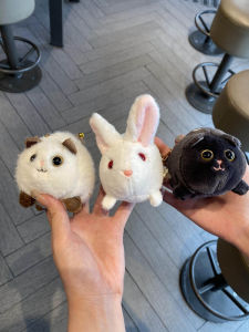 Cute Cat Tail Winder Plush Keychain Toy Girl Gift Creative Festival Supplies Cartoon Series Plushie Pull String Doll