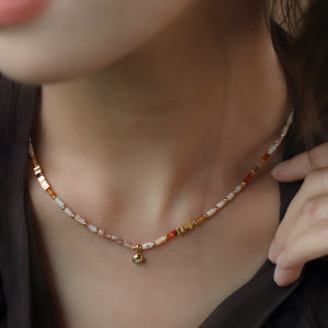 Dorcaloo Pure Silver Natural Red Agate Beaded Necklace Womens Clavicle Chain Luxury Vintage Ethnic Small Audience