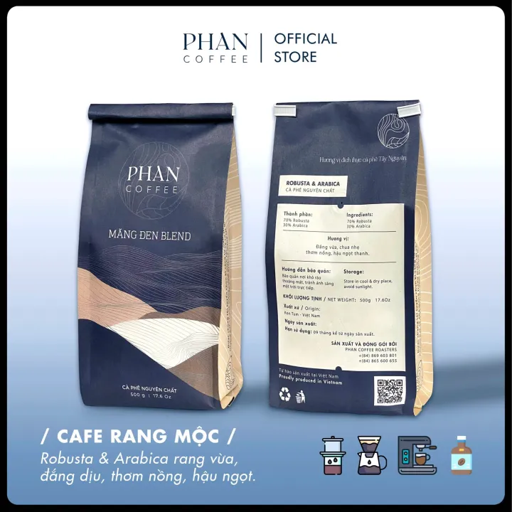 Cà phê MĂNG ĐEN BLEND ROBUSTA & ARABICA nguyên chất rang mộc thơm quyến rũ hậu ngọt pha phin pha máy cold brew
