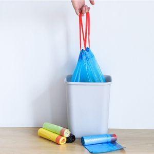 ถุงขยะ 45x50 ซม. สำหรับ ถุงขยะพลาสติก พร้อม สายหูหิ้ว หนามาก 15 ใบ ขาว/น้ำเงิน/ดำ 1 ม้วน