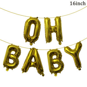 6Pcs 16inch Oh Baby Letter Foil Balloons Kids 1st Birthday Decoration Boy Girl Birthday Baby Shower Party Gender Reveal Supplies